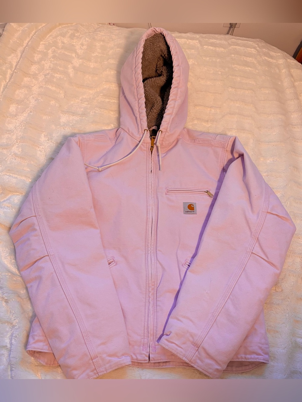 Rare Baby Pink Carhartt Hooded Jacket with Sherpa Interior